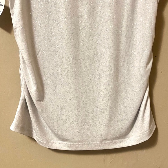 🍭 3/$30 white silver glitter glam tank top with ruched sides - Picture 11 of 15